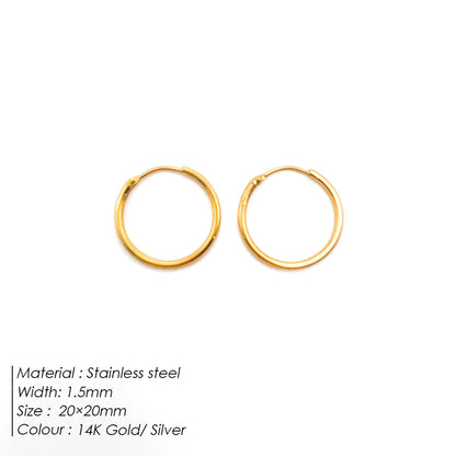 Fashion Gold Size Circle Earrings Women's Jewelry Accessories Classic Stainless Steel Earrings Wholesale