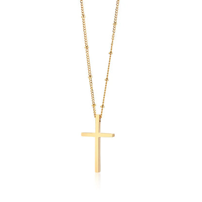 Danity Cubic Zirconia Cross Pendant Necklace for Women, Stainles Steel Chain Adjustable