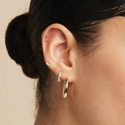 925 Sterling Silver Needle Irregular White Zircon Hoop Earrings For Women Pearl Ear Buckles Vintage Luxury Crystal Jewelry Gifts