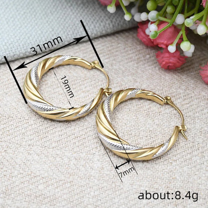 2025 New Double Color Circle Design Jewelry European and American Temperament Fried Dough Twists Exaggerated Personality Jewelry