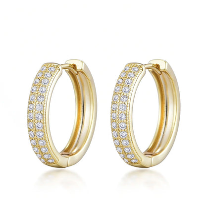 Classic Round Hoop Earrings For Women AAAA Zirconia Gold Color Elegant Wedding Huggie Ear Buckle Fashion Daily Jewelry Earrings