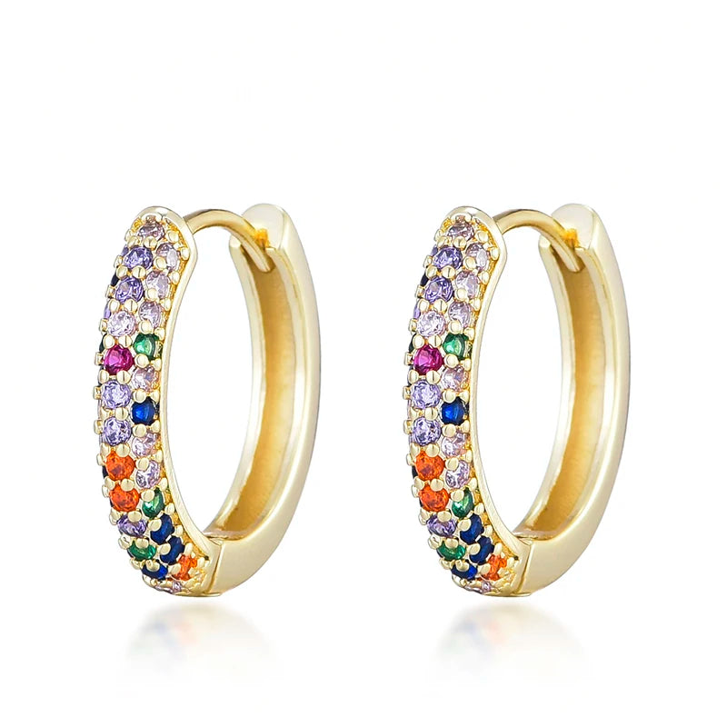 Classic Round Hoop Earrings For Women AAAA Zirconia Gold Color Elegant Wedding Huggie Ear Buckle Fashion Daily Jewelry Earrings