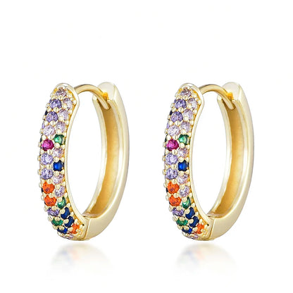 Classic Round Hoop Earrings For Women AAAA Zirconia Gold Color Elegant Wedding Huggie Ear Buckle Fashion Daily Jewelry Earrings