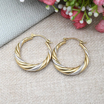 2025 New Double Color Circle Design Jewelry European and American Temperament Fried Dough Twists Exaggerated Personality Jewelry