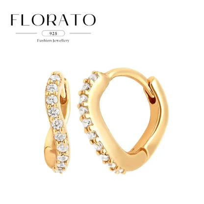 925 Sterling Silver Needle Irregular White Zircon Hoop Earrings For Women Pearl Ear Buckles Vintage Luxury Crystal Jewelry Gifts