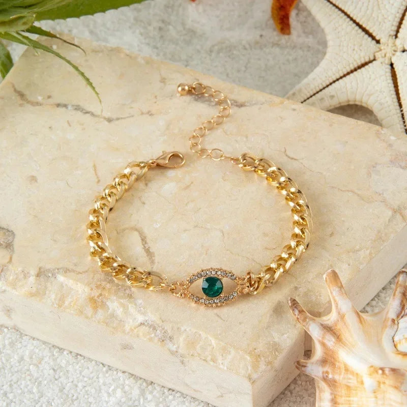 Fashionable Single-Layer Alloy Heart-Shaped Butterfly Eye Bracelet Women's Jewelry Accessory Versatile And Stylish Handwear