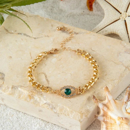 Fashionable Single-Layer Alloy Heart-Shaped Butterfly Eye Bracelet Women's Jewelry Accessory Versatile And Stylish Handwear