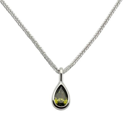 FOXANRY Stamp Water Drop Pendant Sweater Necklace Charm Women Girl INS Fashion Vintage Punk Green Zircons Party Jewelry Gift