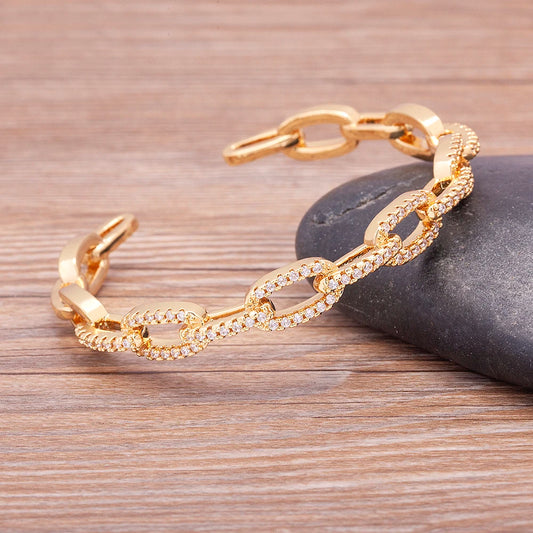 Nidin New Fashion Women Exaggerated Open Bracelets Female Rhinestone Luxury Temperament Exquisite Design Hand Shiny Jewelry Gift