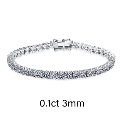 New 3mm D VVS1 Moissanite Tennis Bracelet for Women Classic Jewelry 100% 925 Sterling Silver Certified Bracelet for Men Chain