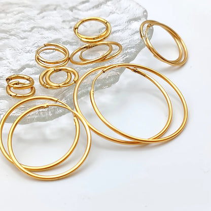 Fashion Gold Size Circle Earrings Women's Jewelry Accessories Classic Stainless Steel Earrings Wholesale