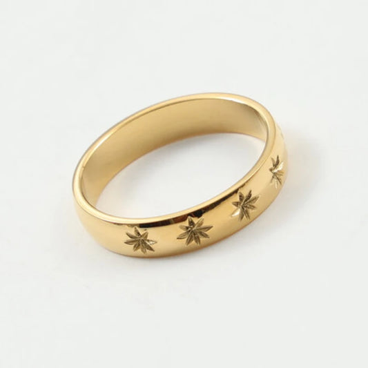 Gold Color Star Shaped Ring for Women Girl Simple Fashion Elegant Ring Party Jewelry