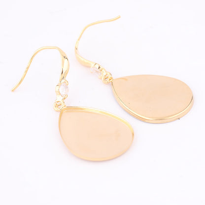 6pcs Gold Plated Zircon Stone Earring Hooks Findings 18x25mm Teardrop Cabochon Earring Base Setting Blanks Stainless Steel Diy