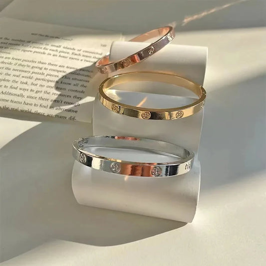 UILZ 316L Cross Design Bracelets Bangle Gold Color Waterproof Stainless Steel Luxury Brand Bangles For Women Gift Drop Shipping