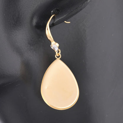 6pcs Gold Plated Zircon Stone Earring Hooks Findings 18x25mm Teardrop Cabochon Earring Base Setting Blanks Stainless Steel Diy
