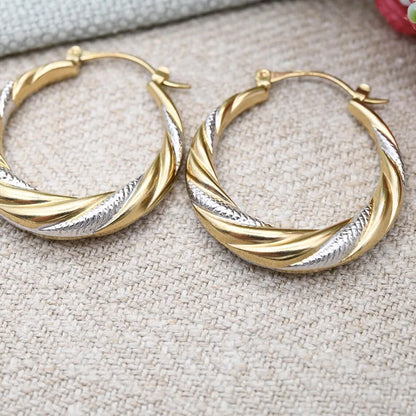 2025 New Double Color Circle Design Jewelry European and American Temperament Fried Dough Twists Exaggerated Personality Jewelry