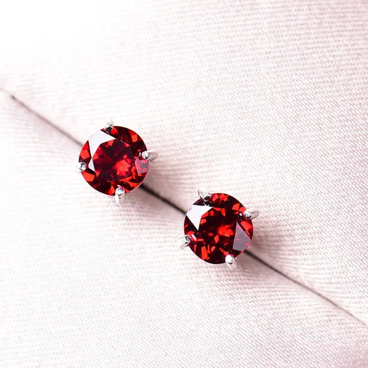 100% S925 Sterling Silver Ruby Earring for Women Fine Aros Mujer Oreja Orecchini Silver 925 Jewelry Ruby Gemstone Stud Earring