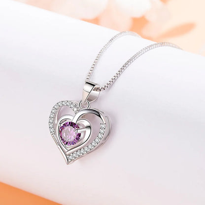 925 Sterling Silver Necklace for Women Simple Irregular Heart Moon Trendy Simple Geometric Handmade Chocker Fine Jewelry