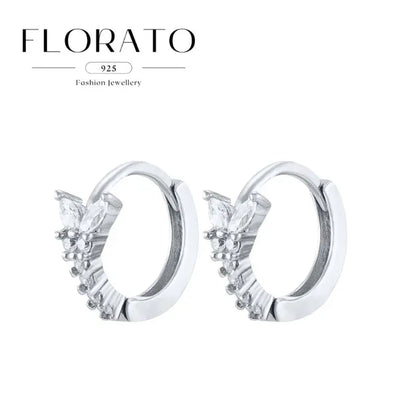 925 Sterling Silver Needle Irregular White Zircon Hoop Earrings For Women Pearl Ear Buckles Vintage Luxury Crystal Jewelry Gifts