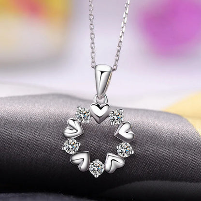 925 Sterling Silver Necklace for Women Simple Irregular Heart Moon Trendy Simple Geometric Handmade Chocker Fine Jewelry