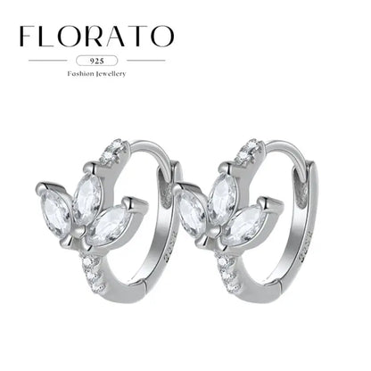 925 Sterling Silver Needle Irregular White Zircon Hoop Earrings For Women Pearl Ear Buckles Vintage Luxury Crystal Jewelry Gifts