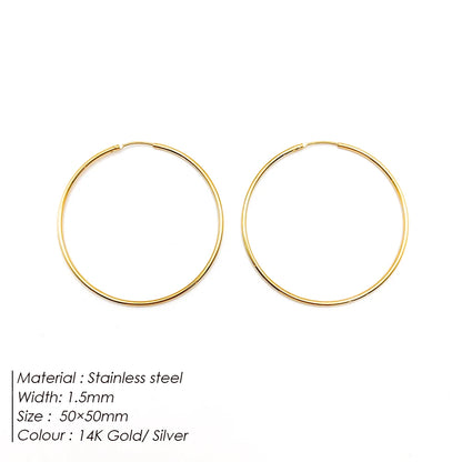 Fashion Gold Size Circle Earrings Women's Jewelry Accessories Classic Stainless Steel Earrings Wholesale