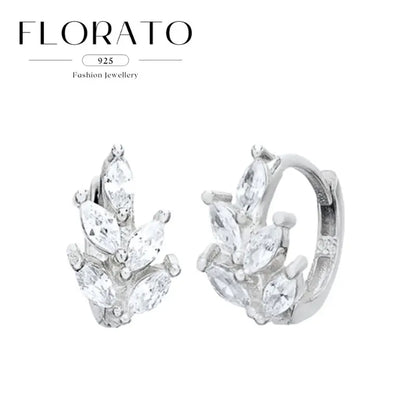 925 Sterling Silver Needle Irregular White Zircon Hoop Earrings For Women Pearl Ear Buckles Vintage Luxury Crystal Jewelry Gifts