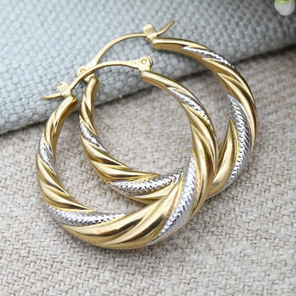 2025 New Double Color Circle Design Jewelry European and American Temperament Fried Dough Twists Exaggerated Personality Jewelry