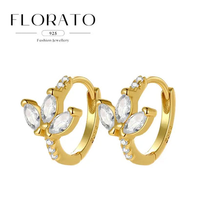 925 Sterling Silver Needle Irregular White Zircon Hoop Earrings For Women Pearl Ear Buckles Vintage Luxury Crystal Jewelry Gifts