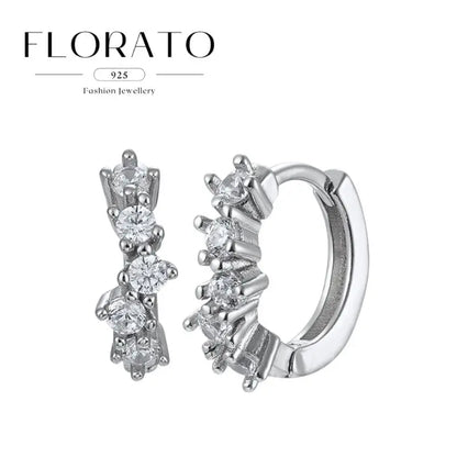 925 Sterling Silver Needle Irregular White Zircon Hoop Earrings For Women Pearl Ear Buckles Vintage Luxury Crystal Jewelry Gifts