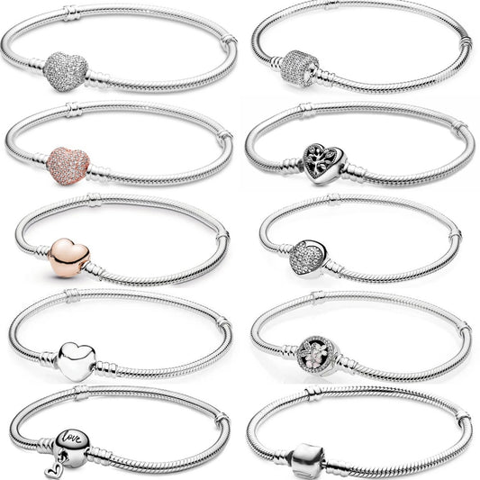 Heart Snake Chain Bracelet For Women Flower Tree Clasp Femme Love Bracelet Decoration Bangle Accessories Jewelry Gift HOT SALE
