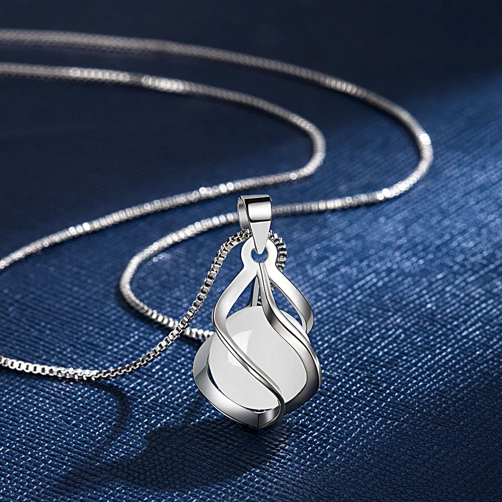 925 Sterling Silver Necklace for Women Simple Irregular Heart Moon Trendy Simple Geometric Handmade Chocker Fine Jewelry