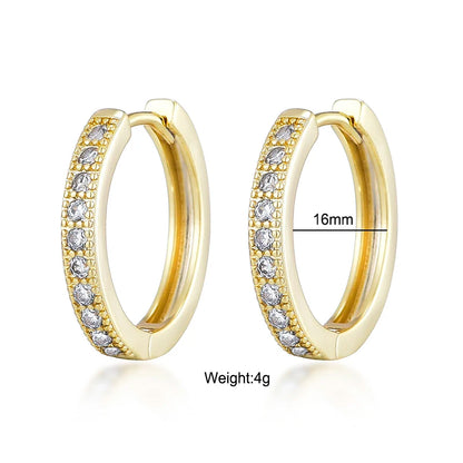 Classic Round Hoop Earrings For Women AAAA Zirconia Gold Color Elegant Wedding Huggie Ear Buckle Fashion Daily Jewelry Earrings