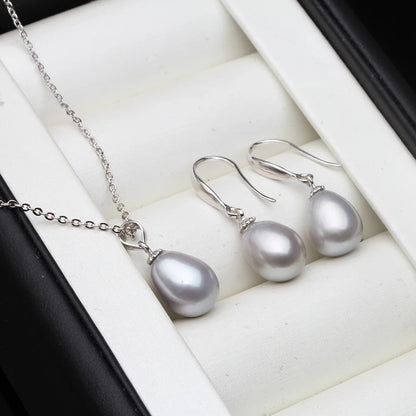 Bridal Natural Freshwater Set With Pearl Earrings And Necklace 925 Silver Jewelry Set Daughter Wife Mother Gift Whife Pink Black
