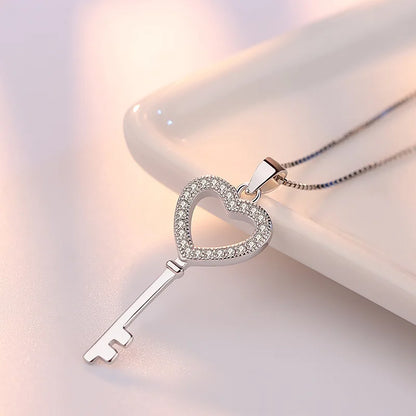 925 Sterling Silver Necklace for Women Simple Irregular Heart Moon Trendy Simple Geometric Handmade Chocker Fine Jewelry