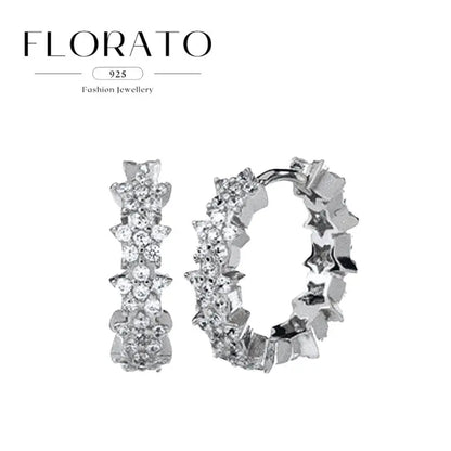 925 Sterling Silver Needle Irregular White Zircon Hoop Earrings For Women Pearl Ear Buckles Vintage Luxury Crystal Jewelry Gifts