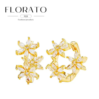 925 Sterling Silver Needle Irregular White Zircon Hoop Earrings For Women Pearl Ear Buckles Vintage Luxury Crystal Jewelry Gifts