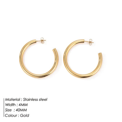 Fashion Gold Size Circle Earrings Women's Jewelry Accessories Classic Stainless Steel Earrings Wholesale