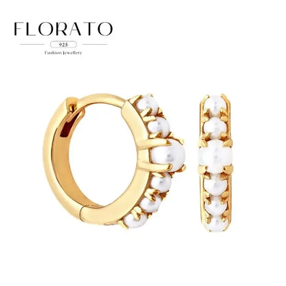 925 Sterling Silver Needle Irregular White Zircon Hoop Earrings For Women Pearl Ear Buckles Vintage Luxury Crystal Jewelry Gifts