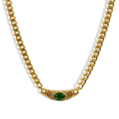Medieval  Colorful Gem Glass Chain Collares Choker Necklace Stainless steel