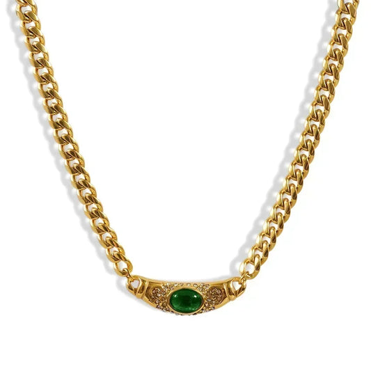 Medieval  Colorful Gem Glass Chain Collares Choker Necklace Stainless steel