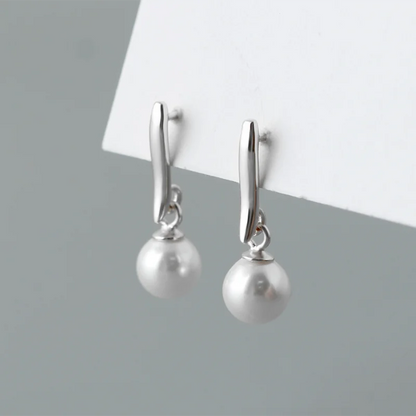 WANTME 925 Sterling Silver Fashion Korean Simple Synthetic Pearl Pendant Drop Earrings for Elegant Versatile Party Jewelry Gifts