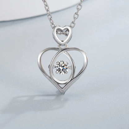 925 Sterling Silver Necklace for Women Simple Irregular Heart Moon Trendy Simple Geometric Handmade Chocker Fine Jewelry