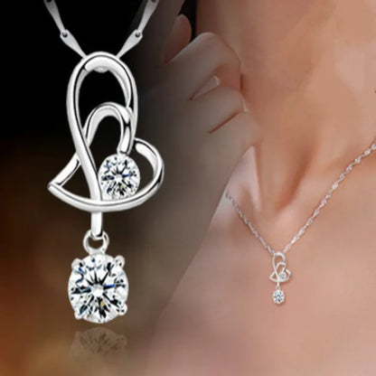 925 Sterling Silver Necklace for Women Simple Irregular Heart Moon Trendy Simple Geometric Handmade Chocker Fine Jewelry