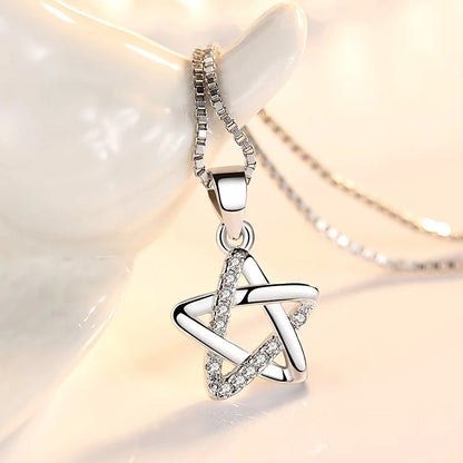 925 Sterling Silver Necklace for Women Simple Irregular Heart Moon Trendy Simple Geometric Handmade Chocker Fine Jewelry
