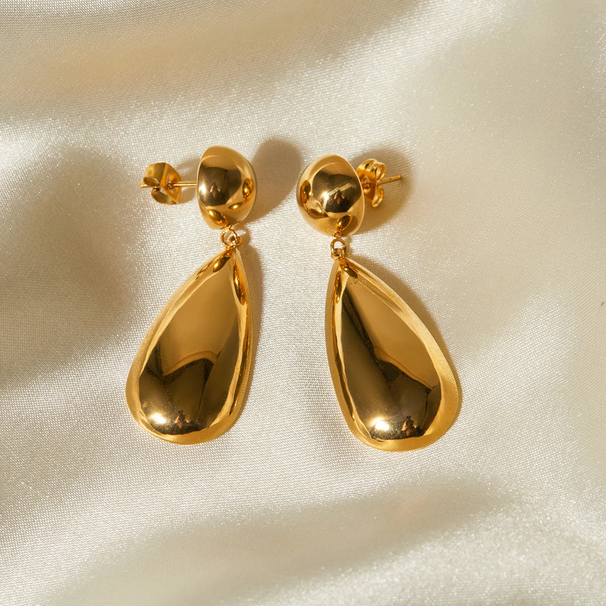 Uworld Minimalist Glossy Stainless Steel Half Ball Water Drop Earrings Charm Jewelry for Women Waterproof Gift 2024 сережки
