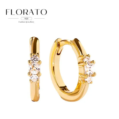 925 Sterling Silver Needle Irregular White Zircon Hoop Earrings For Women Pearl Ear Buckles Vintage Luxury Crystal Jewelry Gifts