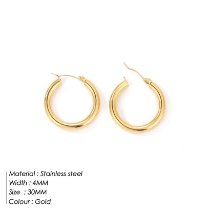 Fashion Gold Size Circle Earrings Women's Jewelry Accessories Classic Stainless Steel Earrings Wholesale