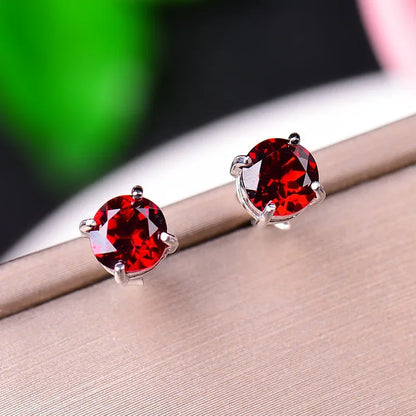 100% S925 Sterling Silver Ruby Earring for Women Fine Aros Mujer Oreja Orecchini Silver 925 Jewelry Ruby Gemstone Stud Earring