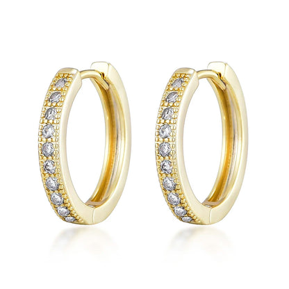 Classic Round Hoop Earrings For Women AAAA Zirconia Gold Color Elegant Wedding Huggie Ear Buckle Fashion Daily Jewelry Earrings